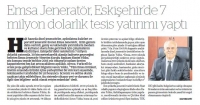 Emsa Jeneratör, Eskişehir&#039;de 7 Milyon Dolarlık Tesis Yatırımı Yaptı